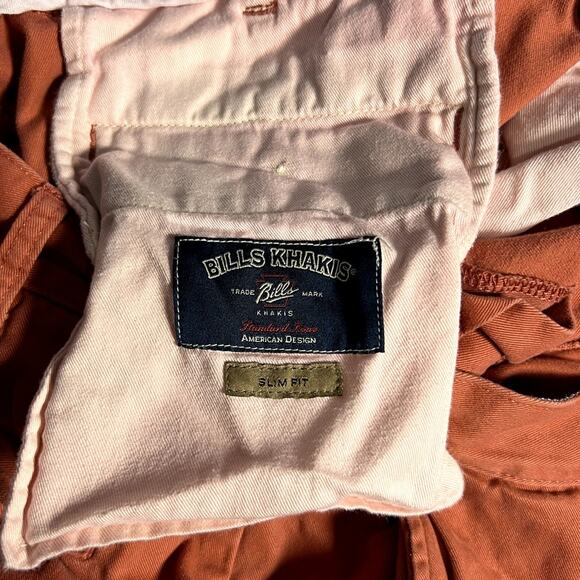 Bills Khakis Mens 100% Cotton Weathered Nantucket Red Slim Fit Size 36 x 32 - Picture 3 of 7